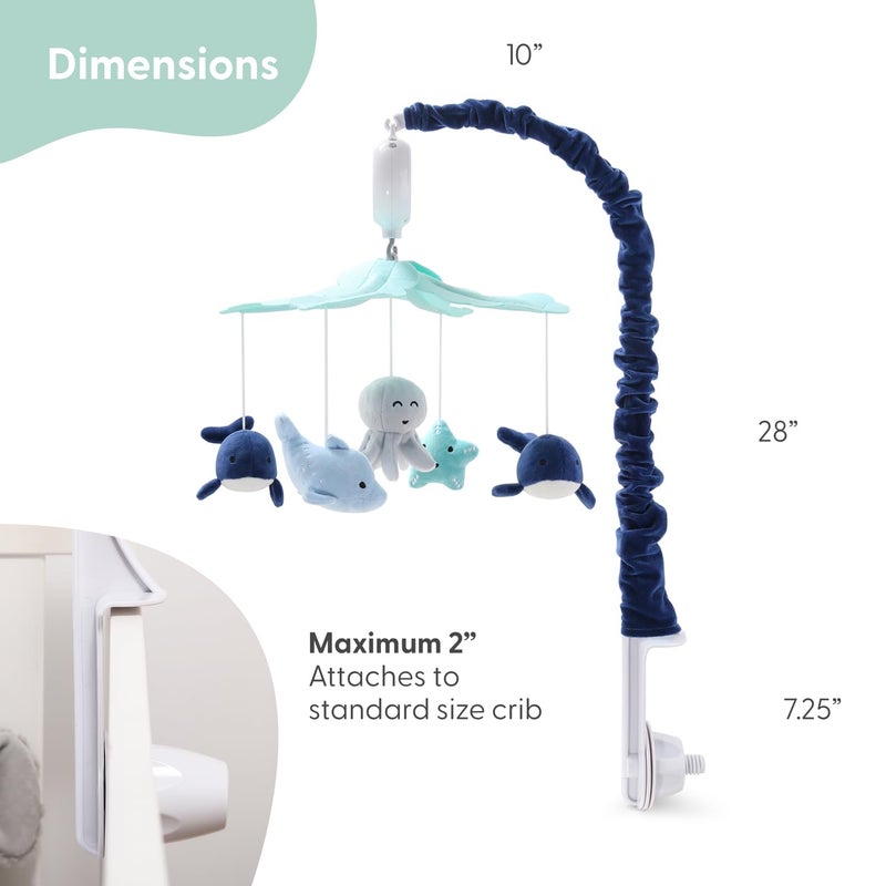 The Peanut Shell Crib Mobile for Boys or Girls - Light and Dark Blue Musical Baby Crib Mobile with 12 Lullabies, Ocean Baby Nautical Nursery Decor - Image 4